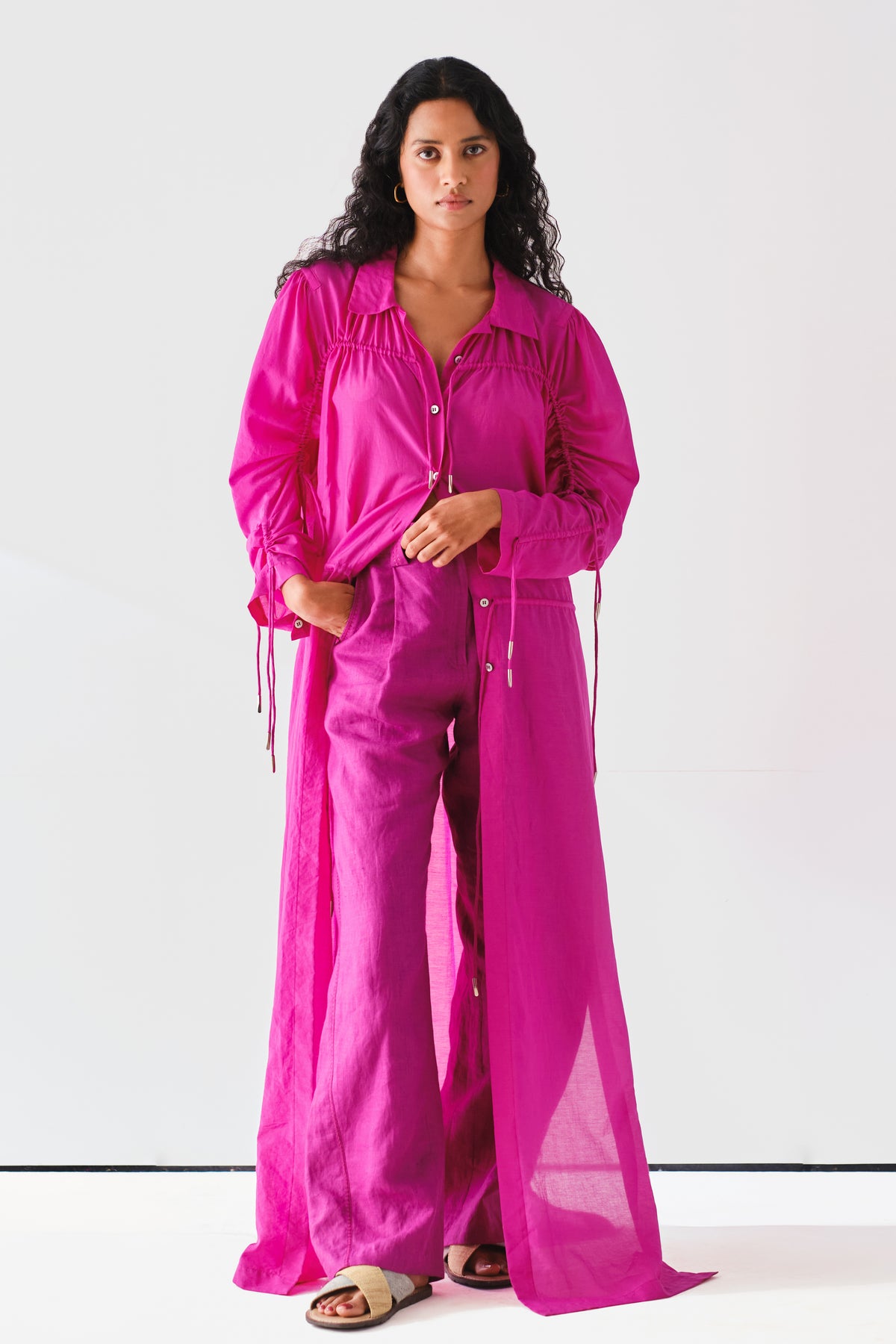 La Fulia Shirtdress and linen pants Cord Set